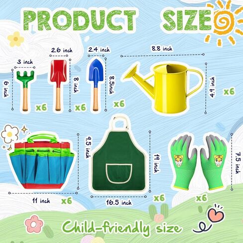 Wettarn 42 Pcs Gardening Tools for Kids Children Garden Set Mini Gardening Kit Toddler Gardening Tool Set Including Watering Can Garden Glove Apron Safe Shovel Rake Fork Handbag for Spring and Summer in Saudi Arabia