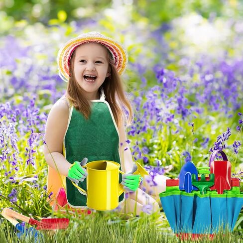 Wettarn 42 Pcs Gardening Tools for Kids Children Garden Set Mini Gardening Kit Toddler Gardening Tool Set Including Watering Can Garden Glove Apron Safe Shovel Rake Fork Handbag for Spring and Summer in Saudi Arabia