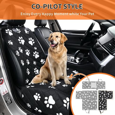 Dog Car Seat Covers for Dogs Car Seat Cover for Back Seat Dog Hammock Seat Protector for Dogs 100% Waterproof 600D Scratch Proof Machine Washable (Paw Pattern) in Saudi Arabia