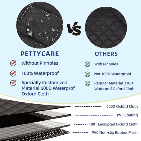 pettycare Heavy Duty Dog Car Seat Cover - Waterproof Back Seat Cover for Pet, Non-Slip & Scratch Proof Car Seat Cover for Dogs, Easy to Clean Dog Hammock for Cars Trucks SUVs in Kuwait