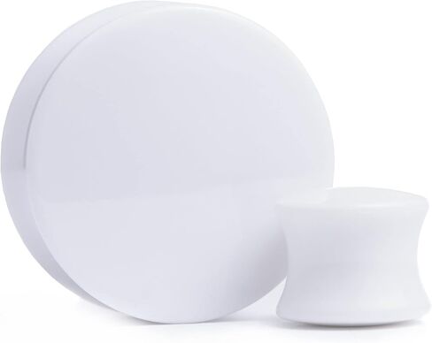 Pair 1-1/8" (28MM) WHITE ACRYLIC PLUGS Double Flare Gauges Solid Saddle Thin Ear Flesh Tunnels (2pcs) in Saudi Arabia