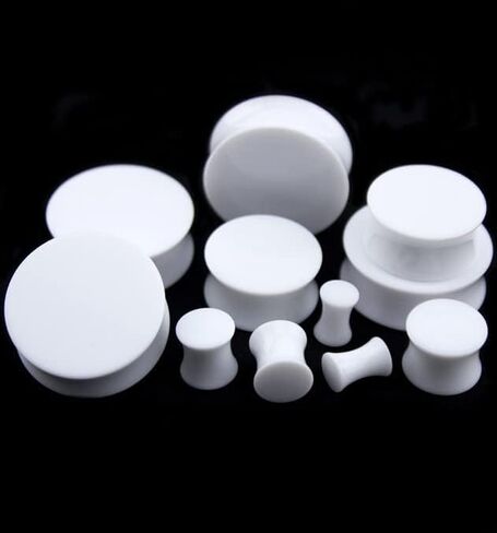 Pair 1-1/8" (28MM) WHITE ACRYLIC PLUGS Double Flare Gauges Solid Saddle Thin Ear Flesh Tunnels (2pcs) in Saudi Arabia