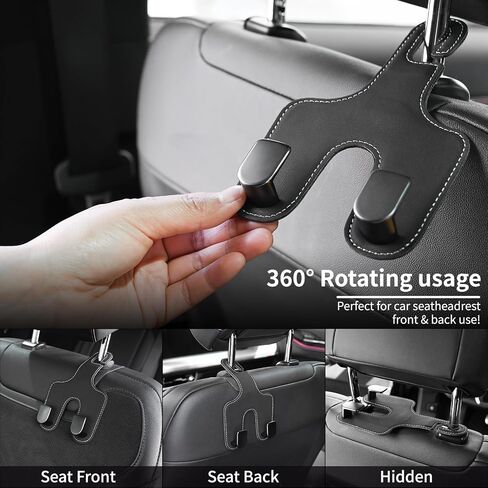 JEYODA Car Hooks for Purses and Bags,Flexible PU Vehicle Storage Hanger,Car Seat Back Organizer,Universal Hidden Multifunctional Headrest Hooks for Car，Home (black) in Saudi Arabia