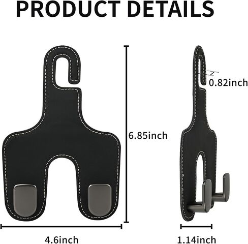 JEYODA Car Hooks for Purses and Bags,Flexible PU Vehicle Storage Hanger,Car Seat Back Organizer,Universal Hidden Multifunctional Headrest Hooks for Car，Home (black) in Saudi Arabia