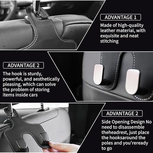JEYODA Car Hooks for Purses and Bags,Flexible PU Vehicle Storage Hanger,Car Seat Back Organizer,Universal Hidden Multifunctional Headrest Hooks for Car，Home (black) in Saudi Arabia