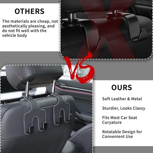 JEYODA Car Hooks for Purses and Bags,Flexible PU Vehicle Storage Hanger,Car Seat Back Organizer,Universal Hidden Multifunctional Headrest Hooks for Car，Home (black) in Saudi Arabia