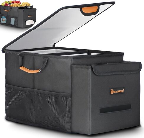 Car Seat Organizer-Car Organizers and Storage with Cooler Compartment, Car Organizer Front Back Seat for Kids, Car Storage Organizer with Lid Cup Holder Tissue Holder for Road Trips (Black) in Kuwait