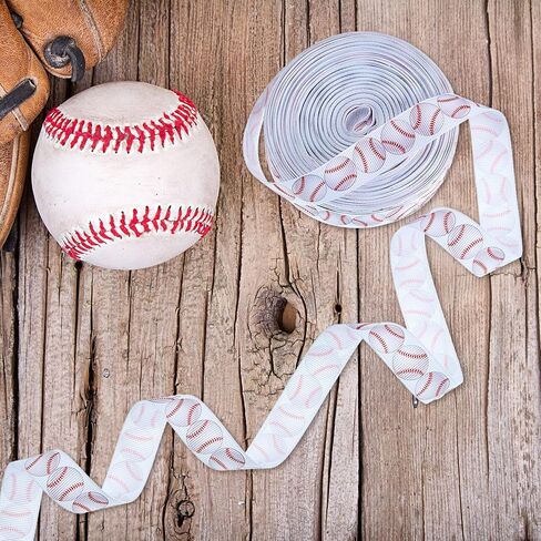 Boao Baseball Ribbon Grosgrain Baseball Craft Ribbon Sports Ball Ribbon for Team Hair Bow Wreath Sport Lanyard Gift Wrapping Crafting Sewing Party Decoration (1 Roll) in Saudi Arabia