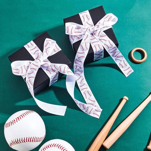 Boao Baseball Ribbon Grosgrain Baseball Craft Ribbon Sports Ball Ribbon for Team Hair Bow Wreath Sport Lanyard Gift Wrapping Crafting Sewing Party Decoration (1 Roll) in Saudi Arabia