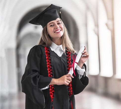 Graduation Lei Penta Angel 2023 Braided Graduation Ribbon Lei Honor Cord Gift for High School College Student Grad Party Decoration (Red, Black) in Saudi Arabia
