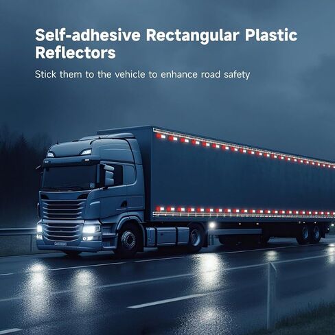 Homaisson 40 PCS Self-Adhesive Rectangular Reflectors, Red and White Plastic Car Reflectors, Stick-on or Screw Mount Universal Reflective Warning Plate for Pickups, Vans, Trucks, Trailers in Saudi Arabia