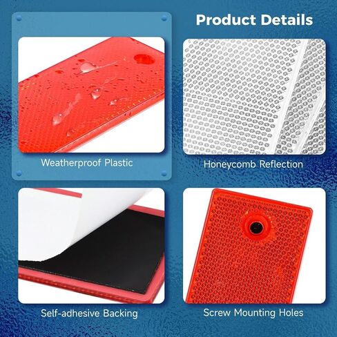 Homaisson 40 PCS Self-Adhesive Rectangular Reflectors, Red and White Plastic Car Reflectors, Stick-on or Screw Mount Universal Reflective Warning Plate for Pickups, Vans, Trucks, Trailers in Saudi Arabia