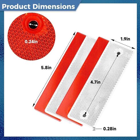 Homaisson 40 PCS Self-Adhesive Rectangular Reflectors, Red and White Plastic Car Reflectors, Stick-on or Screw Mount Universal Reflective Warning Plate for Pickups, Vans, Trucks, Trailers in Saudi Arabia
