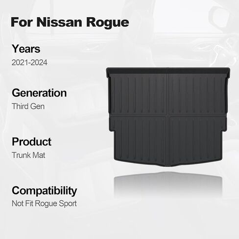 سجادات أرضية JOULARISE سجادة مسند الظهر لملحقات نيسان روج 2021-2024 (غير مناسبة لرياضات روج)، أغطية خلفية للمقعد مصنوعة من مادة TPE مناسبة لجميع الأحوال الجوية لملحقات نيسان روج in Kuwait