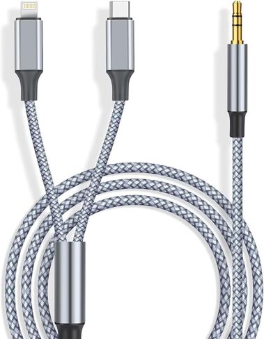 Mxcudu USB C to 3.5mm Aux Cable, 2 in 1 USB C to 3.5mm Car Aux Stereo Headphone Audio Cable iPhone Car Aux Cable Compatible with iPhone 15/15Pro/14/13/12/11/XR/8, Galaxy S23/S22/S21FE, Pixel 8/7/6/5 in Kuwait