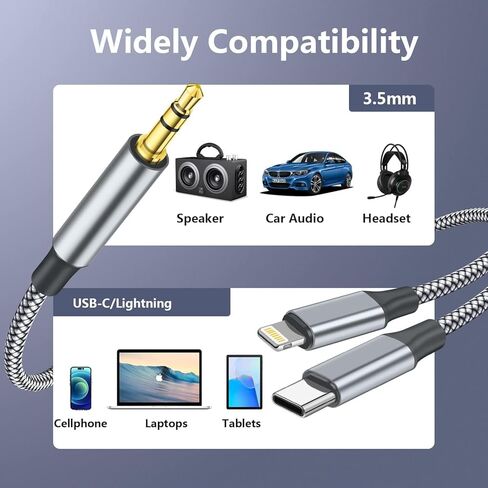 Mxcudu USB C to 3.5mm Aux Cable, 2 in 1 USB C to 3.5mm Car Aux Stereo Headphone Audio Cable iPhone Car Aux Cable Compatible with iPhone 15/15Pro/14/13/12/11/XR/8, Galaxy S23/S22/S21FE, Pixel 8/7/6/5 in Saudi Arabia