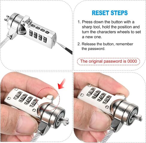PATIKIL Laptop Cable Lock, 5 Ft Security Cable, 2 Pcs 4 Digit Combination Computer Lock for PC Desktop Notebook, Silver in Saudi Arabia