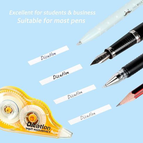 Dicatlon 12-Count pack Quick Dry White Out Correction Tape Tear Resistant Liquid Paper Whiteout Pen Shaped Applicator Highly Suitable Students Office Workers Home Easy to Use Enhance Work Efficiency in Saudi Arabia