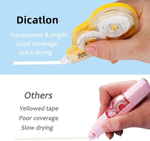 Dicatlon 12-Count pack Quick Dry White Out Correction Tape Tear Resistant Liquid Paper Whiteout Pen Shaped Applicator Highly Suitable Students Office Workers Home Easy to Use Enhance Work Efficiency in Saudi Arabia
