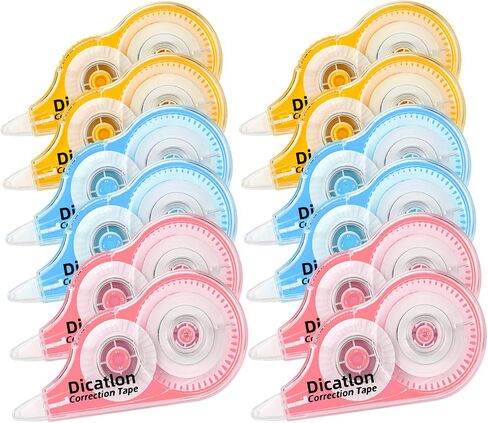 Dicatlon 12-Count pack Quick Dry White Out Correction Tape Tear Resistant Liquid Paper Whiteout Pen Shaped Applicator Highly Suitable Students Office Workers Home Easy to Use Enhance Work Efficiency in Saudi Arabia