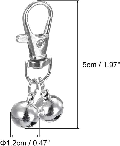 uxcell 12Pcs Pet Bells, 1.2cm/0.47" Dia Zinc Alloy Jingle Bell Chain Keychain Craft for DIY Christmas Festival Decoration Home Party Silver in Saudi Arabia