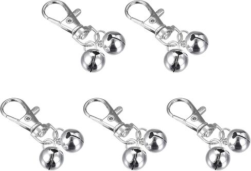 uxcell 12Pcs Pet Bells, 1.2cm/0.47" Dia Zinc Alloy Jingle Bell Chain Keychain Craft for DIY Christmas Festival Decoration Home Party Silver in Saudi Arabia