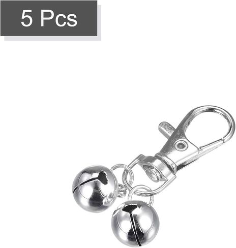 uxcell 12Pcs Pet Bells, 1.2cm/0.47" Dia Zinc Alloy Jingle Bell Chain Keychain Craft for DIY Christmas Festival Decoration Home Party Silver in Saudi Arabia