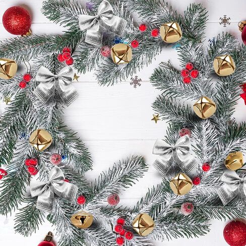 50 حزمة من أجراس جلجل مقاس 1 بوصة لأجراس جلجل ذهبية لعيد الميلاد لتزيين المهرجانات الحرفية مع سلك أحمر بطول 30 مترًا و12 عقدة in Kuwait