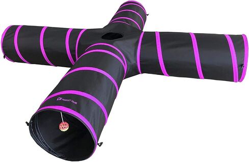 Purrfect Feline - 4 Way Cat Tunnel and Crinkle Cat Toy - Interactive Cat Toy with Cat Ball - Cat Supplies for Indoor Cats - Suitable for Ferrets, Rabbits or Small Dogs - Dark Blue - L in Saudi Arabia