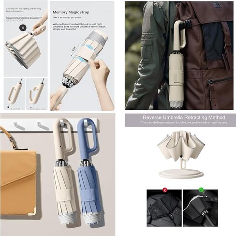 مظلة بإبزيم حلقي، شريط أمان عاكس، قوي مقاوم للرياح، مظلة أوتوماتيكية عكسية، مظلة أوتوماتيكية بالكامل بإبزيم حلقي، محمولة أثناء السفر، مظلة سفر مدمجة قابلة للطي in Kuwait