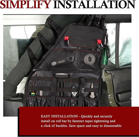 BUNKER INDUST 2 Pcs Roll Bar Storage Bag for 1997-2023 Jeep Wrangler JK TJ LJ & Unlimited JL 4-Door,Multi-Pockets Cargo Bag Saddlebag Tool Organizer,Black in Kuwait