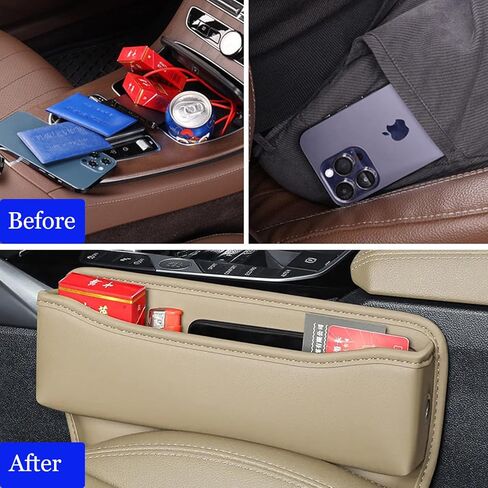 KanYool مقعد السيارة حشو الفجوة 2 حزمة منظم مقعد السيارة متعدد الوظائف وتخزين مقاعد السيارات اكسسوارات السيارة حشو الفجوة قابل للتعديل للهواتف والنظارات والمفاتيح والبطاقات (رمادي) in Kuwait