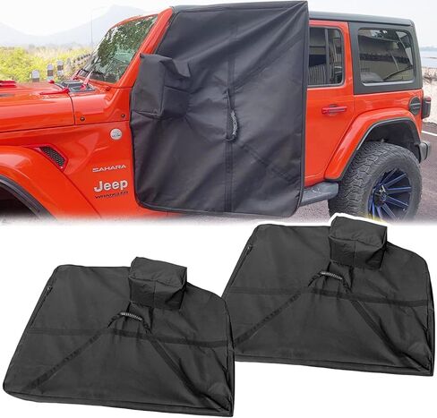 أكياس تخزين للأبواب الصلبة قطعتان متوافقتان مع الملحقات الخارجية لسيارة Jeep Wrangler JK JL TJ CJ&YJ وجيوب تخزين ببابين مع مقبض حمل وحقيبة مرآة مستقلة in Kuwait