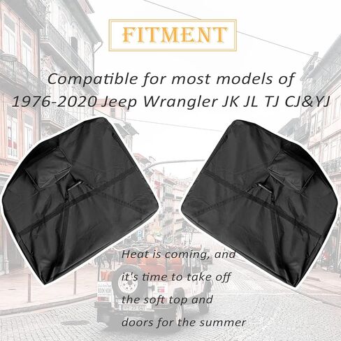 أكياس تخزين للأبواب الصلبة قطعتان متوافقتان مع الملحقات الخارجية لسيارة Jeep Wrangler JK JL TJ CJ&YJ وجيوب تخزين ببابين مع مقبض حمل وحقيبة مرآة مستقلة in Kuwait