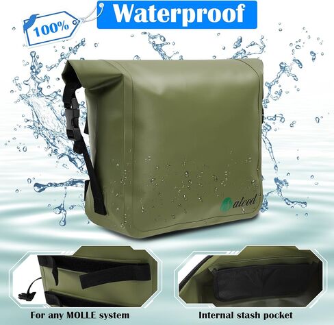 Salcod MOLLE Waterproof Dry Bag Compatible with YETI Bags, 3L Capacity Roll Top Dry Storage Bag Keeps Items Dry for Kayaking, Boating, Camping, Hiking, Fishing, Green in Saudi Arabia