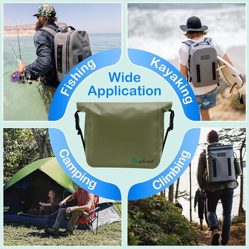 Salcod MOLLE Waterproof Dry Bag Compatible with YETI Bags, 3L Capacity Roll Top Dry Storage Bag Keeps Items Dry for Kayaking, Boating, Camping, Hiking, Fishing, Green in Saudi Arabia