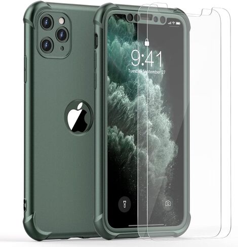 حافظة ORETECH لهاتف iPhone 11، مع [2 × واقي شاشة من الزجاج المقوى] 360 درجة حماية كاملة للجسم من الصدمات والسيليكون المطاطي لهاتف iPhone 11-6.1 بوصة - أحمر in Kuwait
