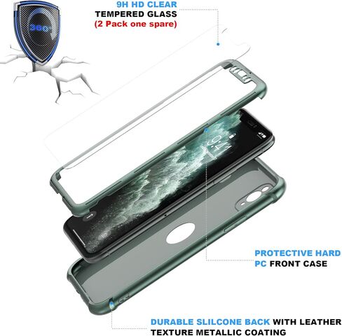 حافظة ORETECH لهاتف iPhone 11، مع [2 × واقي شاشة من الزجاج المقوى] 360 درجة حماية كاملة للجسم من الصدمات والسيليكون المطاطي لهاتف iPhone 11-6.1 بوصة - أحمر in Kuwait