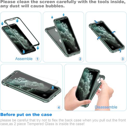 حافظة ORETECH لهاتف iPhone 11، مع [2 × واقي شاشة من الزجاج المقوى] 360 درجة حماية كاملة للجسم من الصدمات والسيليكون المطاطي لهاتف iPhone 11-6.1 بوصة - أحمر in Kuwait