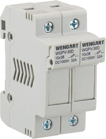 Wengart Solar Fuse Holder WGPV-30D,DC1000V 35mmDIN Rail Mount Fuse Holder for Fuse 10x38mm gPV Up to 32A,18 to 8 AWG (2 Pole) in Saudi Arabia