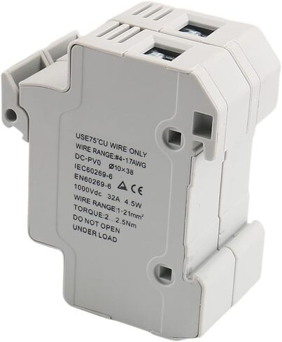 Wengart Solar Fuse Holder WGPV-30D,DC1000V 35mmDIN Rail Mount Fuse Holder for Fuse 10x38mm gPV Up to 32A,18 to 8 AWG (2 Pole) in Saudi Arabia
