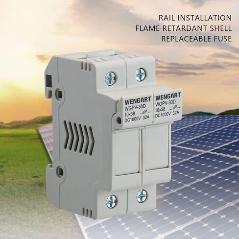 Wengart Solar Fuse Holder WGPV-30D,DC1000V 35mmDIN Rail Mount Fuse Holder for Fuse 10x38mm gPV Up to 32A,18 to 8 AWG (2 Pole) in Saudi Arabia