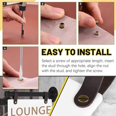 Mardatt 152Pcs 5 Sizes Chicago Screws with Punch and Screwdriver, M5 x 5/6/8/10/12MM Carbon Steel Chicago Rivets M5 Chicago Binding Screws Flat Head Leather Rivets for DIY Leather Repair(Gold) in Kuwait