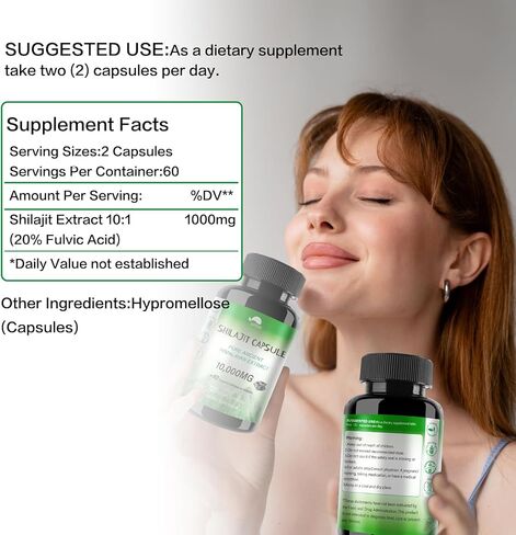 كبسولات شيلاجيت الهيمالايا النقية المصنوعة من مسحوق شيلاجيت النقي والعضوي، وحمض الدبالية والفولفيك الطبيعي والمعادن النزرة، تدعم إنتاج الطاقة ووظيفة الميتوكوندريا (120 كبسولة نباتية) in Kuwait