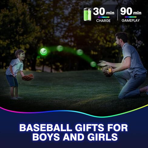 ARCEEKER Light Up Baseball Glow in The Dark, LED Toy Baseballs Glowing with 7 Changing Colors for Nighttime Baseball Game Play, Ideal Baseball Gift for Boys Girls Baseball Fans Playing in Saudi Arabia