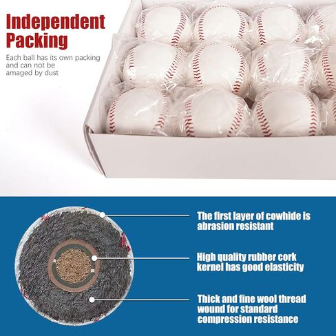 Furtrop Leather Baseball 12/6 Pack Official League Grade Baseballs Competition Level Baseball Balls Training Practice Baseballs for Unmarked Autographs, Pitching, Throwing, Baseball Gifts in Kuwait