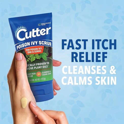 Cutter Poison Ivy Scrub and Wipes Bundle (4.0 oz + 12ct) - Fast Relief & Protection Against Poison Ivy, Oak, & Sumac - Soothing Anti-Itch Formula - Outdoor Skin Care - Perfect for Hikers and Gardeners in Kuwait