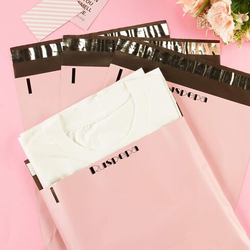 RUSPEPA Poly Mailers 10x13 Inch Pink with Build-in Handle Shipping Bags 3 Mil Pretty Thick Self Adhesive Mailing Envelopes - 50 Pack in Saudi Arabia