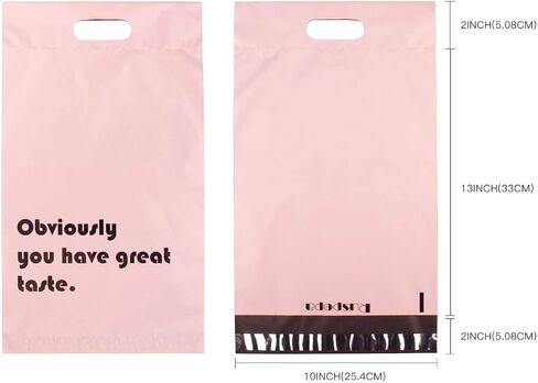 RUSPEPA Poly Mailers 10x13 Inch Pink with Build-in Handle Shipping Bags 3 Mil Pretty Thick Self Adhesive Mailing Envelopes - 50 Pack in Saudi Arabia