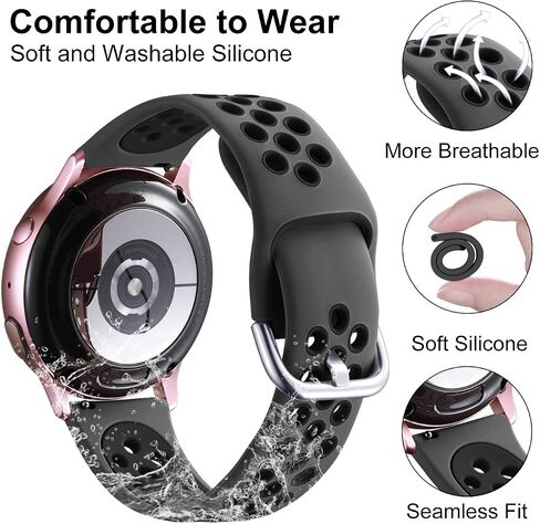 Lerobo Galaxy Watch 6 Band متوافق مع Samsung Galaxy Watch 4 Band 40mm 44mm، Galaxy Watch 4 Classic 42mm 46mm، Galaxy Watch 6 Bands، Galaxy Watch 5 Bands، Galaxy Watch 5 Pro 45mm، 20mm سيليكون in Kuwait